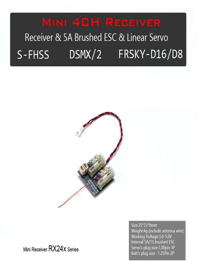 VilogaRC 2.4G 4CH/5CH/6CH/7CH Mini Receiver Support DSM2/ DSMX Protocol Built-in Brushed/Brushless ESC Regulator (RX244) - Image 3